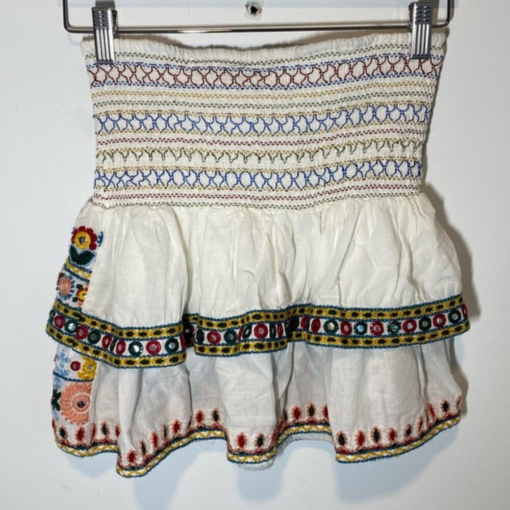 Zara White Embroidered Mini Skirt — Size S - Picture 5 of 10